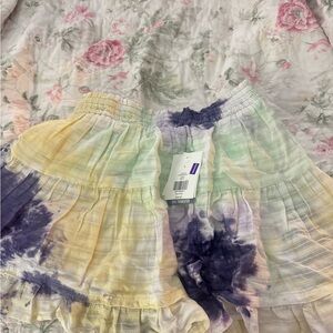 & Other Stories Pastel Tie-Dye Tiered Skirt in Yellow, Green & Purple